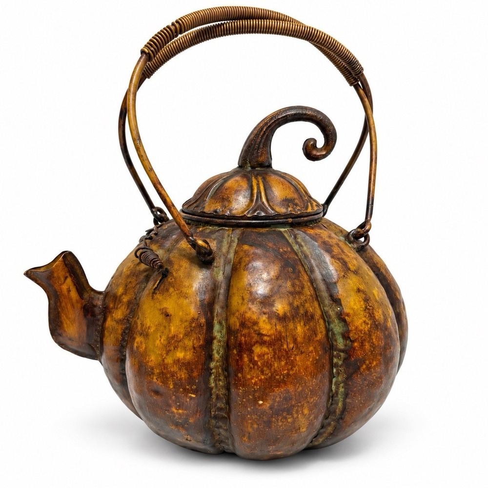 Pumpkin Metal Teapot Kettle Decorative Fall Harvest Farmhouse Autumn Decor Large